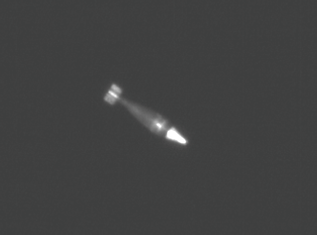 grayscale image of a mortar on a dark background taken from tracking imaging